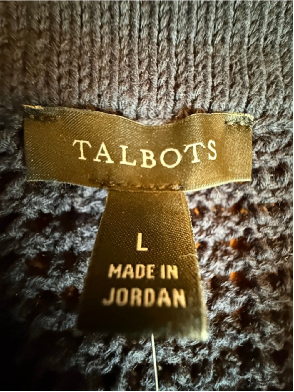 Talbots Navy Pointelle Stitch Polo Sweater L NWT - Picture 7 of 12